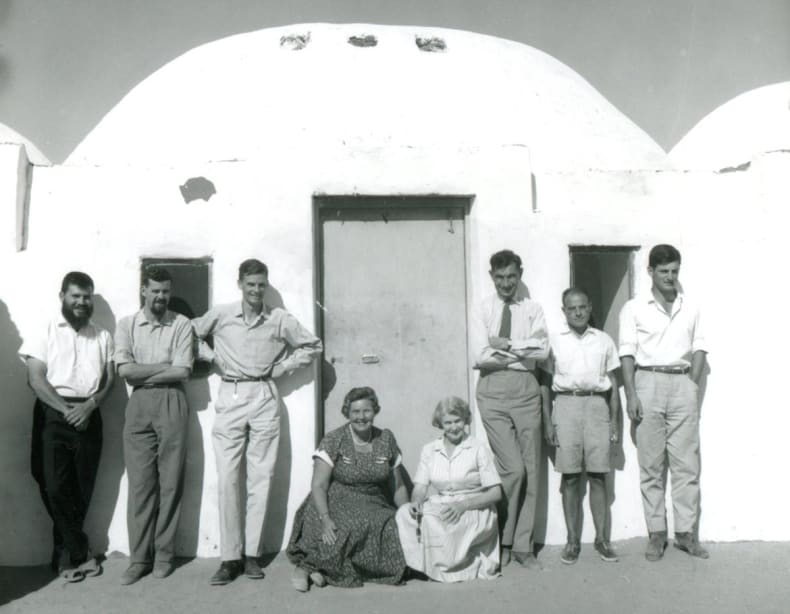 The Buhen expedition team outside the expedition house on Christmas day 1960