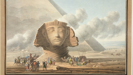 24 11 05 Mansel_Consuls, Travellers, Spies_LouisFrancois Cassas_View of Sphinx and Pyramid of Khafre c1790